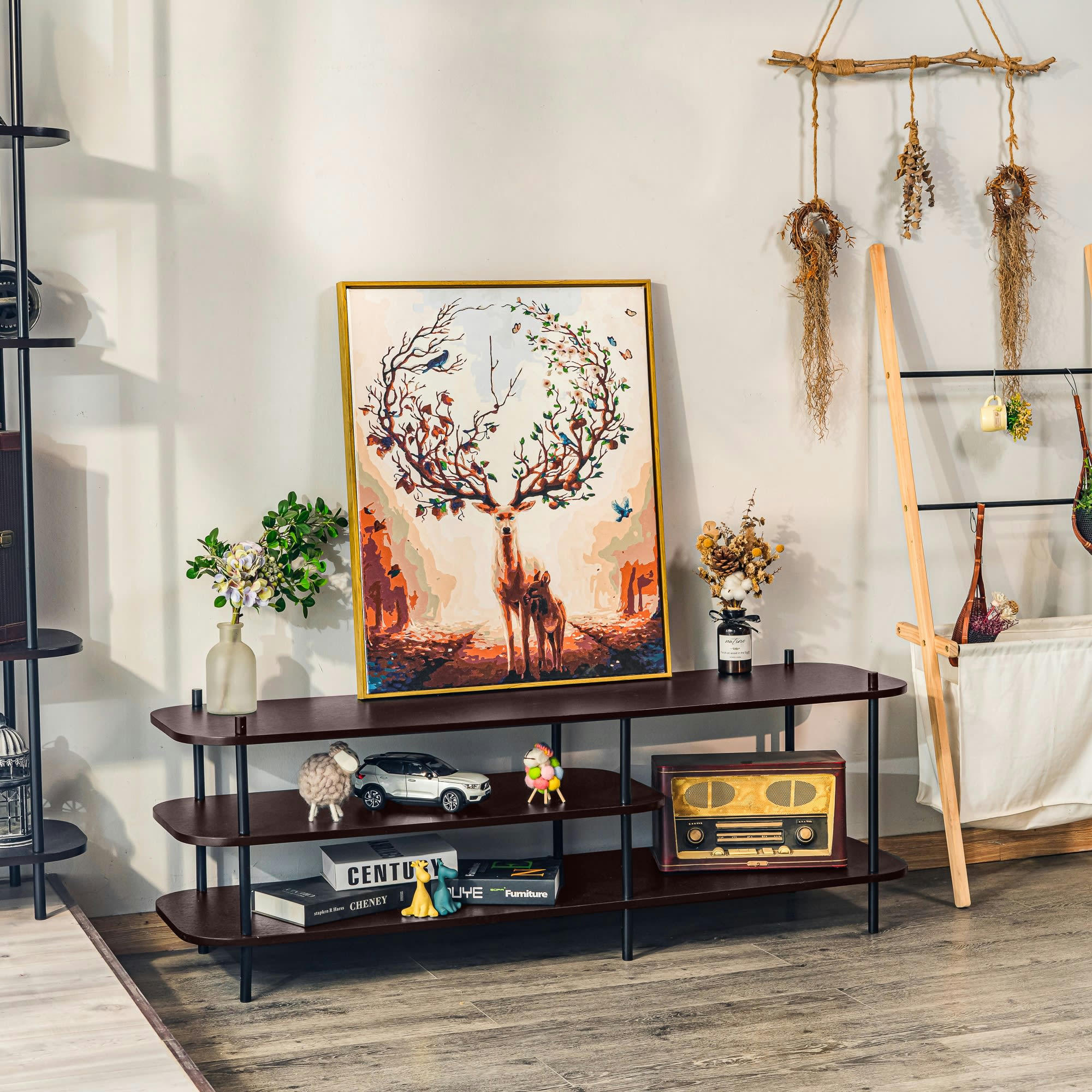 - Meuble TV style moderne en métal et bois marron