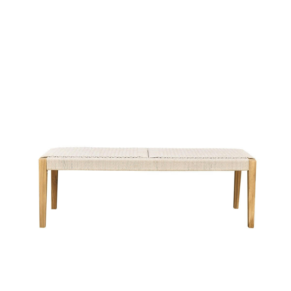 LIVIE - Banc de jardin en teck massif et cordage beige