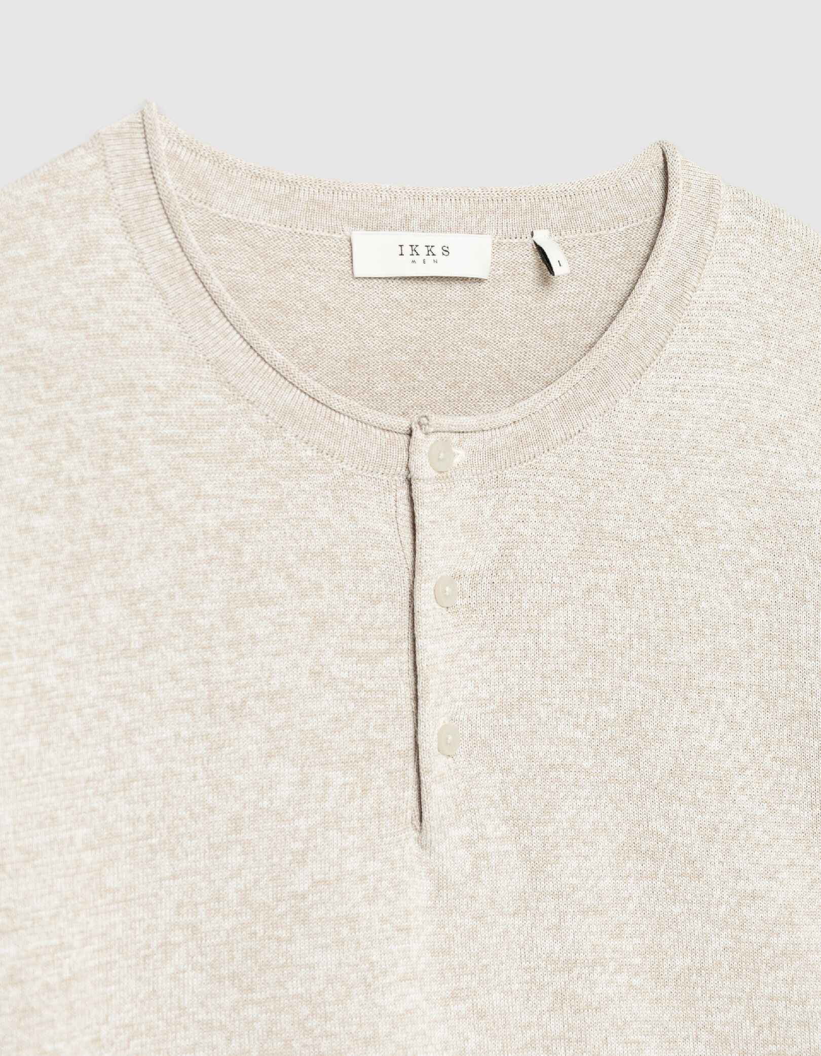 Pull tunisien beige tricot chiné Homme