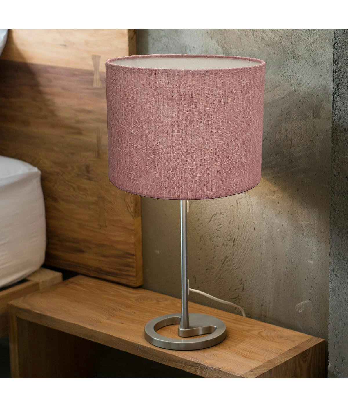 COLOMBE - Abat-jour chevet Effet Lin Rose D: 20 x H: 15
