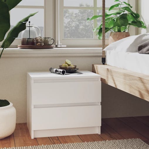 NNEVL Bed Cabinet White 50x39x43.5 cm Chipboard