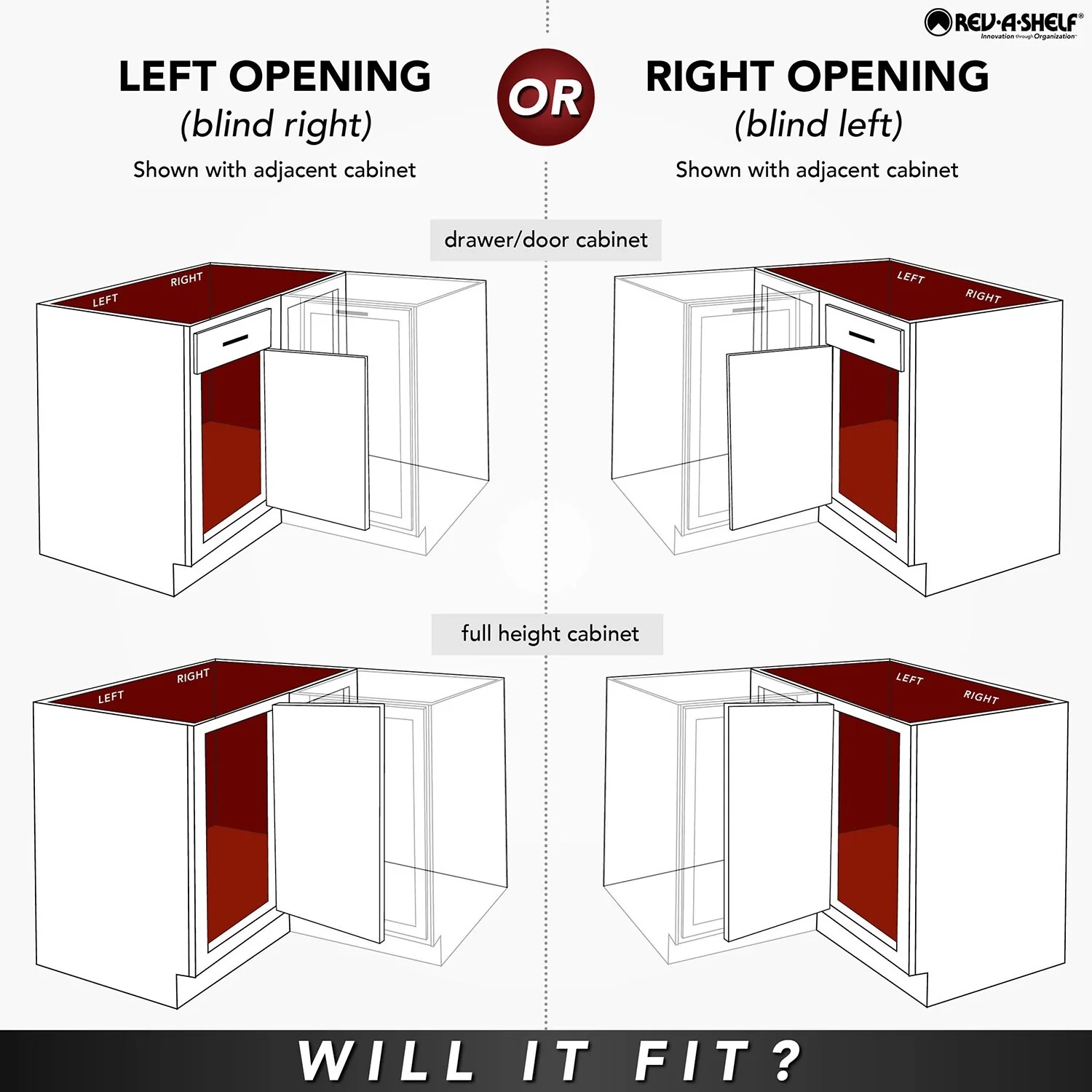 Rev-A-Shelf 6862 Series 31 Diameter Half Moon Shaped Pivoting Two