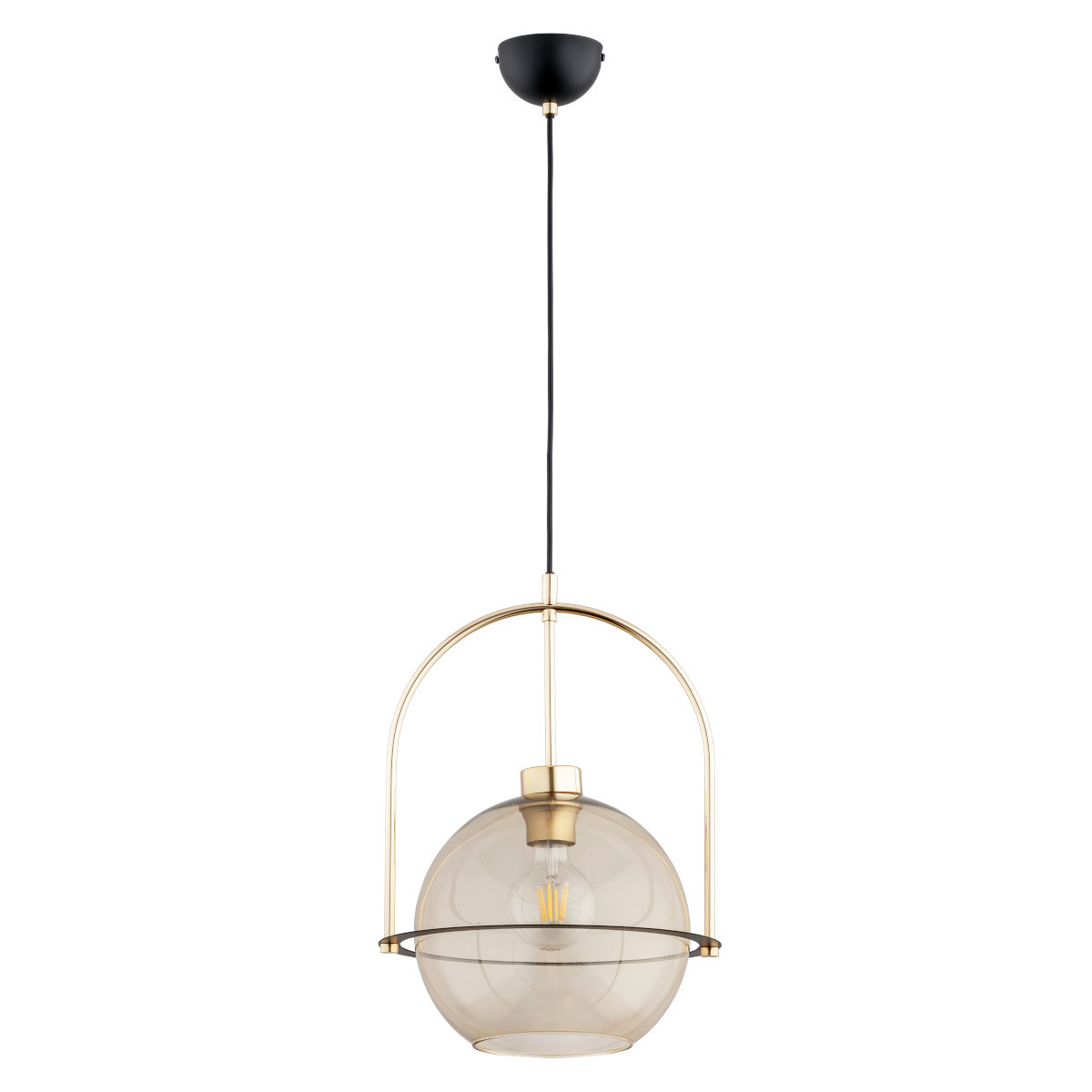 Lampa wisząca złoto-czarna-bursztynowy LERIA 1xE27x15W Alfa