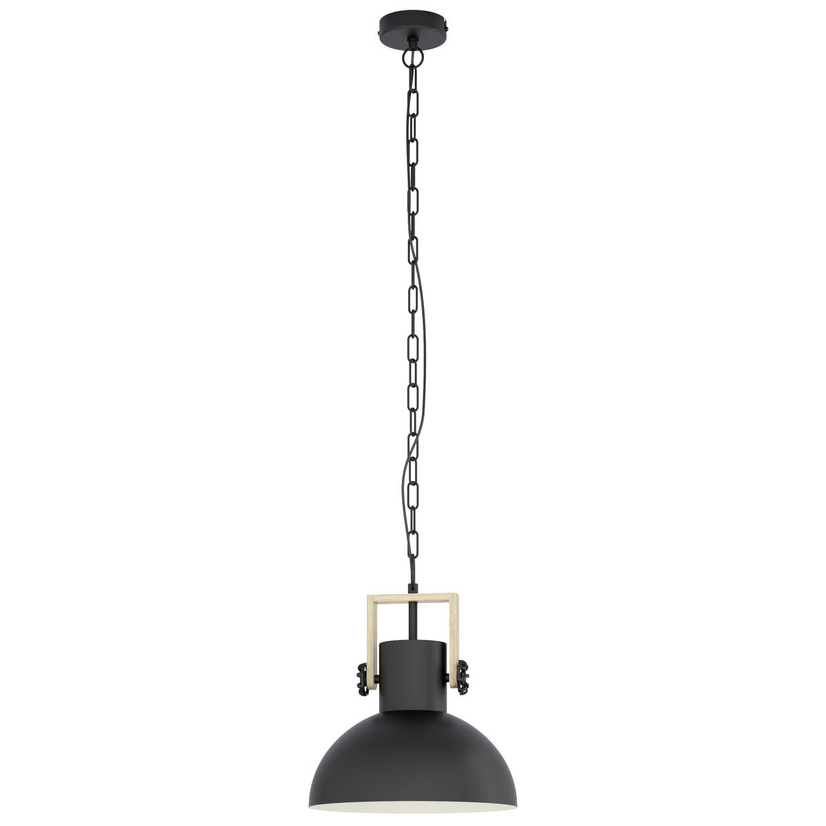EGLO hanglamp Lubenham - 1 lichts - ø30cm. - e27 - zwart/hout