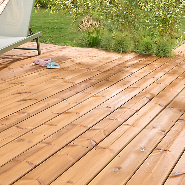 Lame de terrasse bois marron L.360 x l.14,5 cm Ep.2,5 cm Klikstrom Akio