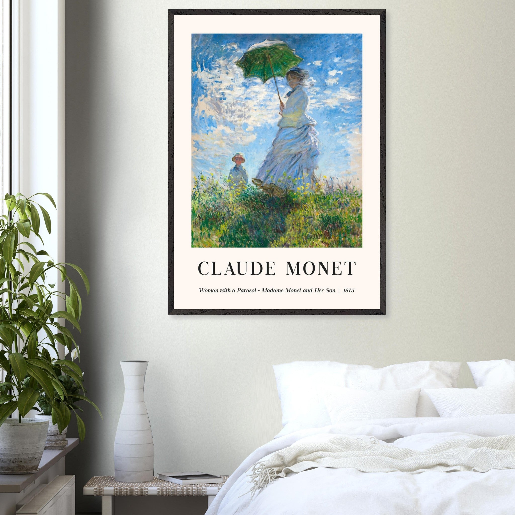 Artfulprints Poster Claude Monet - Women with a parasol  - 70x100 cm - Blauw