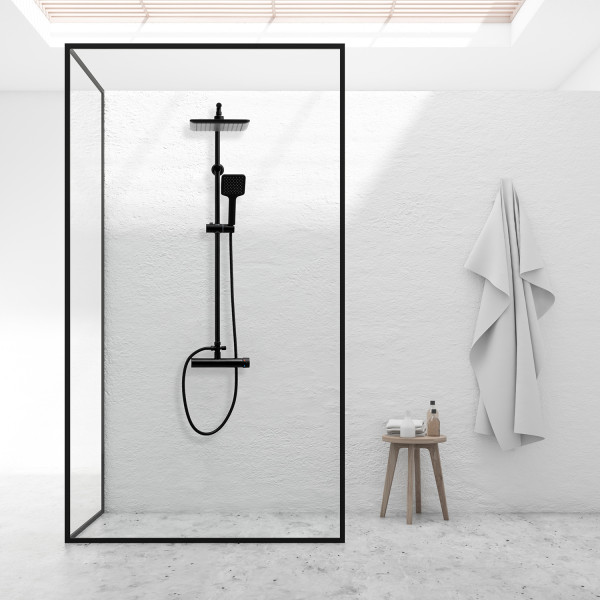 Zestaw prysznicowy BODO23BLK Yoka Home natynkowy z deszczownicą 23 cm