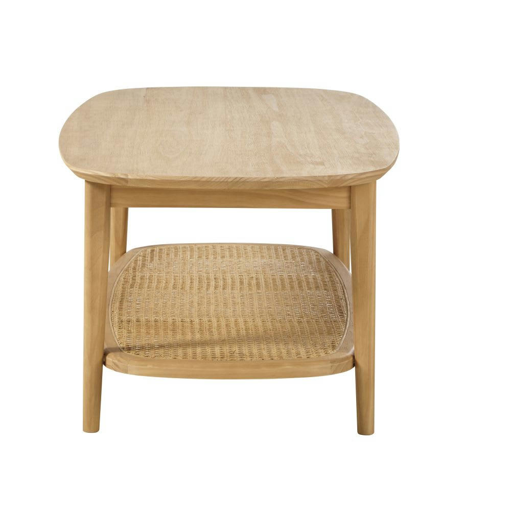 Suzelle - Table basse 2 plateaux en pin cannage en rotin