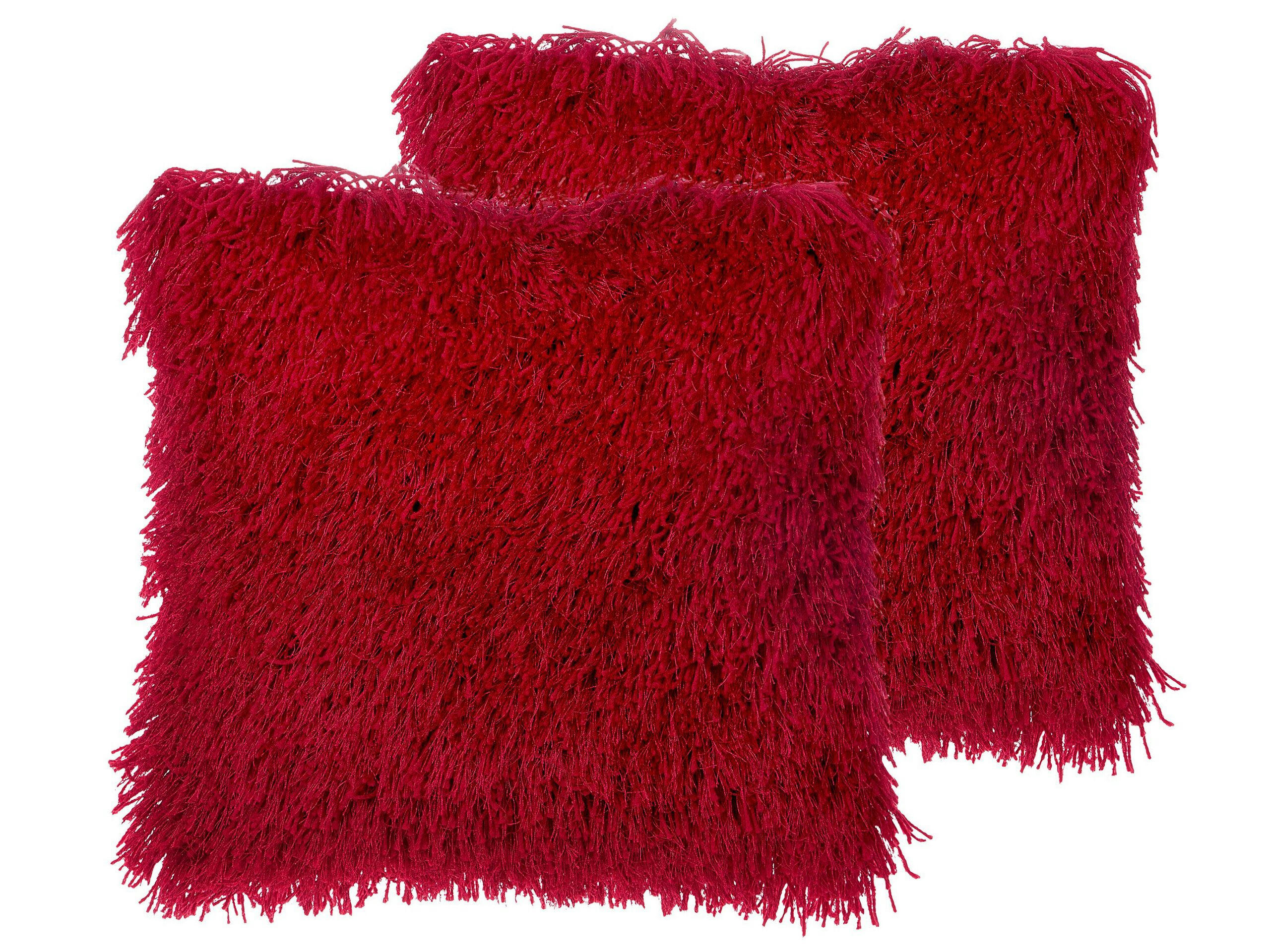 CIDE - Lot de 2 coussin décoratifs en tissu rouge 45x12cm