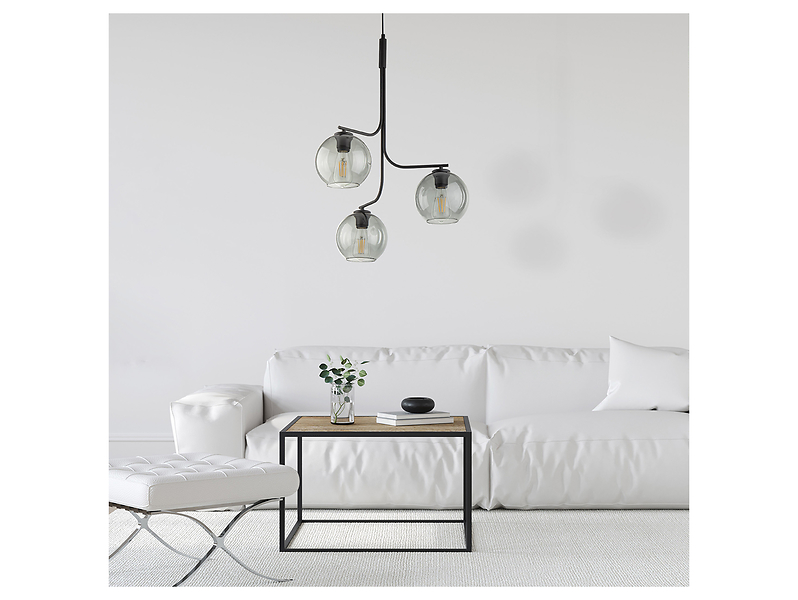 Lampa wisząca Cesar 3-punktowa szklana szara