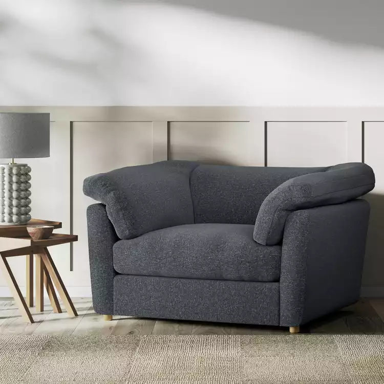 Habitat Wynn Fabric Cuddle Chair - Charcoal - Ash Leg