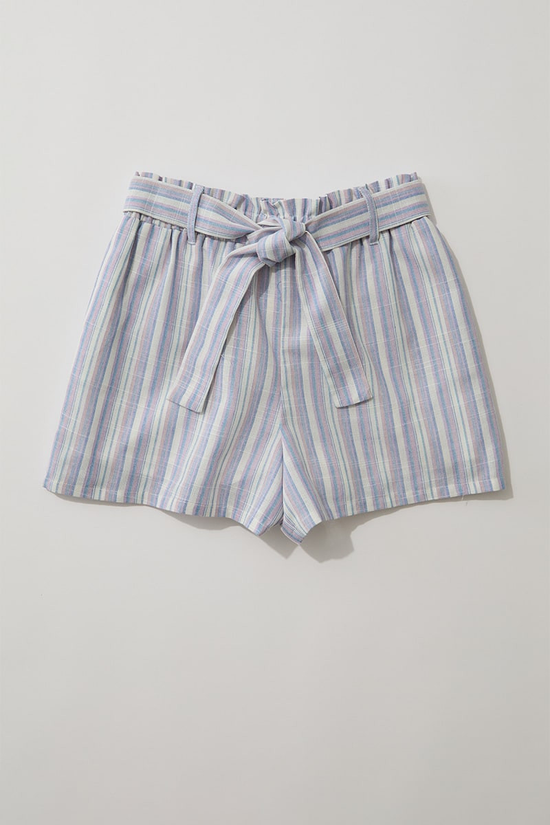Hello Franki Striped Paperbag Shorts for girls