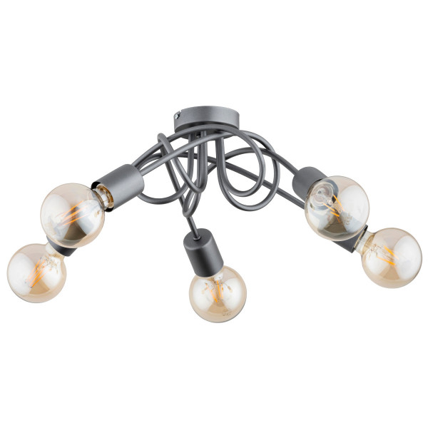 Lampa sufitowa szara INTER 5xE27x15W wym: 20x51x51 cm Alfa