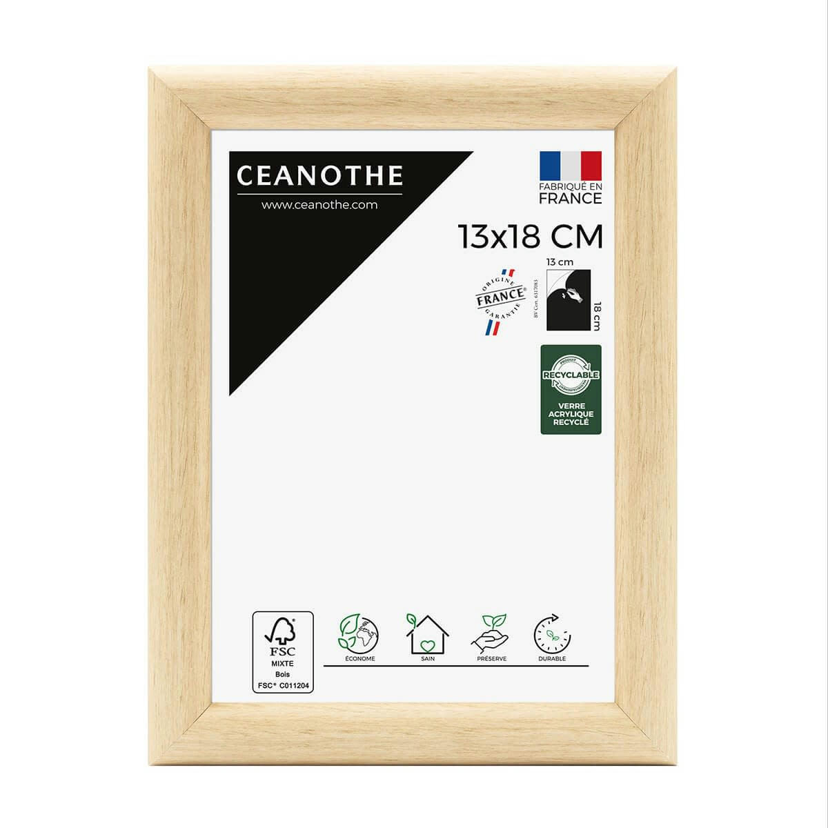 SHELTER - Cadre photo baguette arrondie brut 13x18 cm résine recyclée