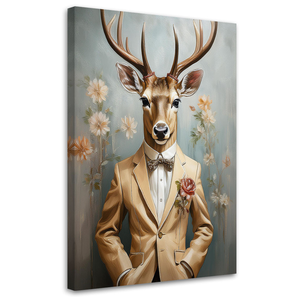 Feeby Obraz na płótnie, Elegancki Jeleń Abstrakcja Boho 40x60