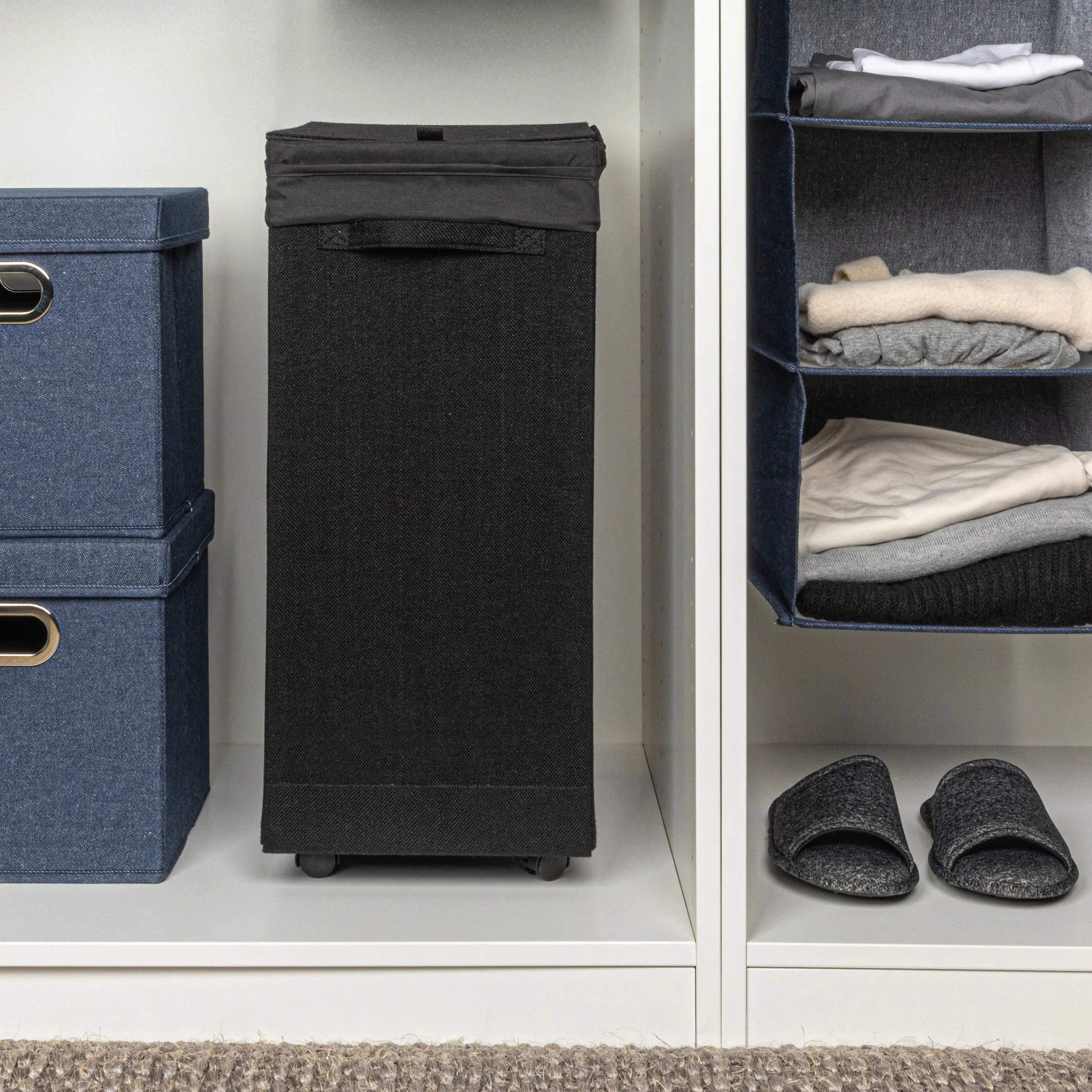 Household Essentials Collapsible Laundry Hamper with Liner and Lid - 10.0L x 15.0W x 22.0H