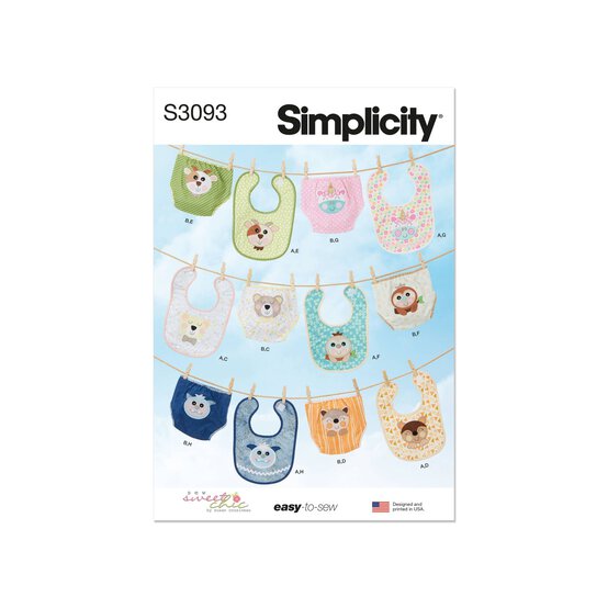 Simplicity Babies’ Bibs and Nappy Cover Sewing Pattern S3093