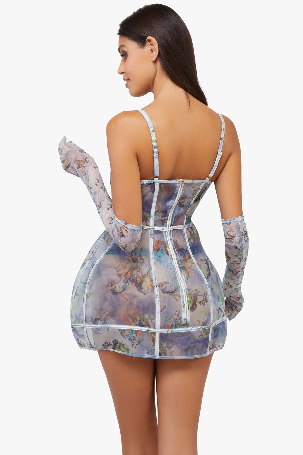 Playful Promises Gracie Renaissance Printed Boned Underbust Dress