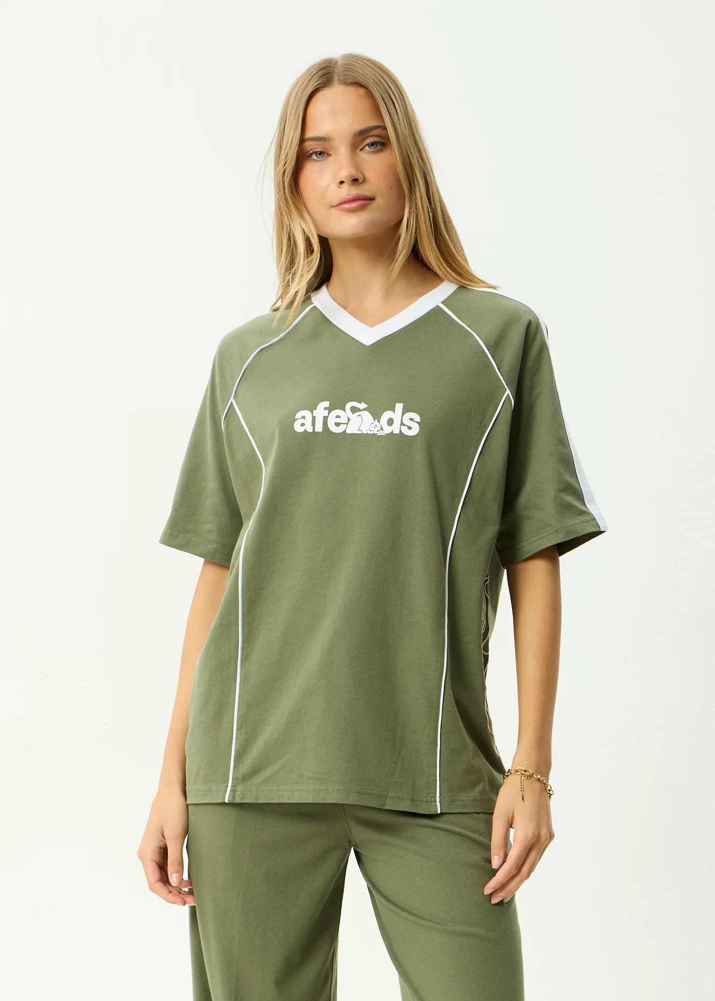 AFENDS Womens Dirts - Oversized Tee - Deep Olive