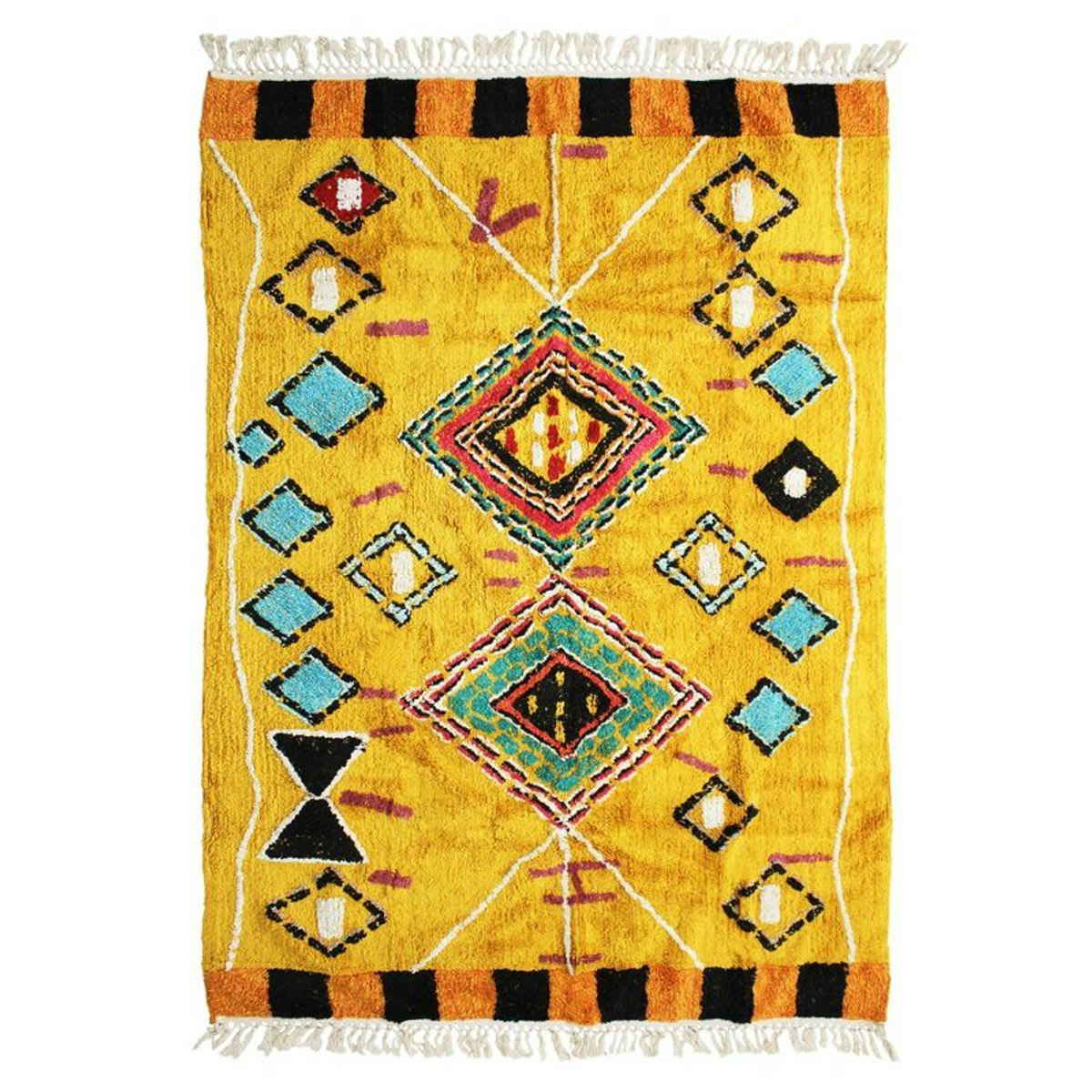 BERBERE - Tapis 100 % coton esprit berbère jaune 190x290