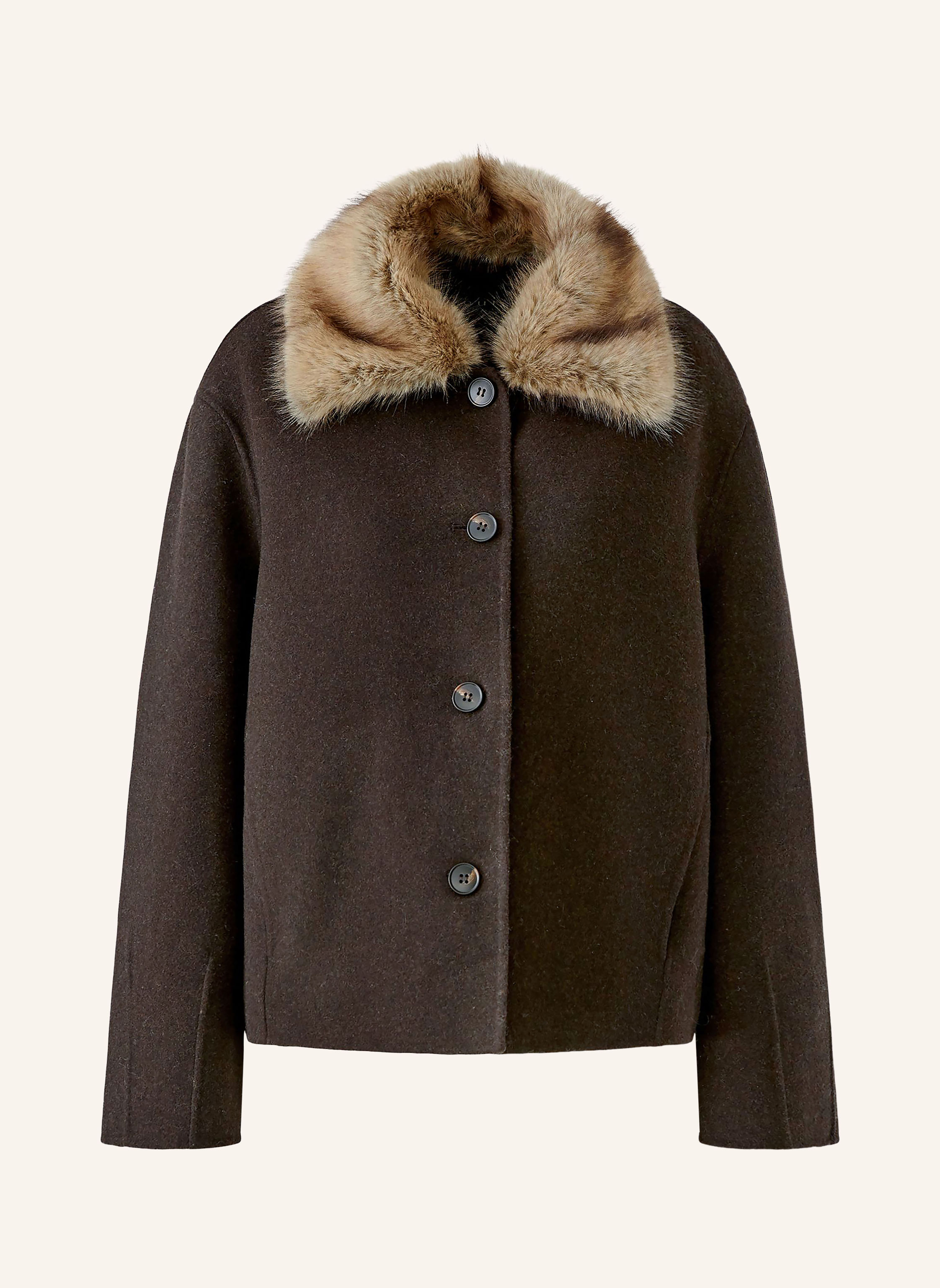 Oui Jacke mit abnehmbarem Kunstfell-Kragen