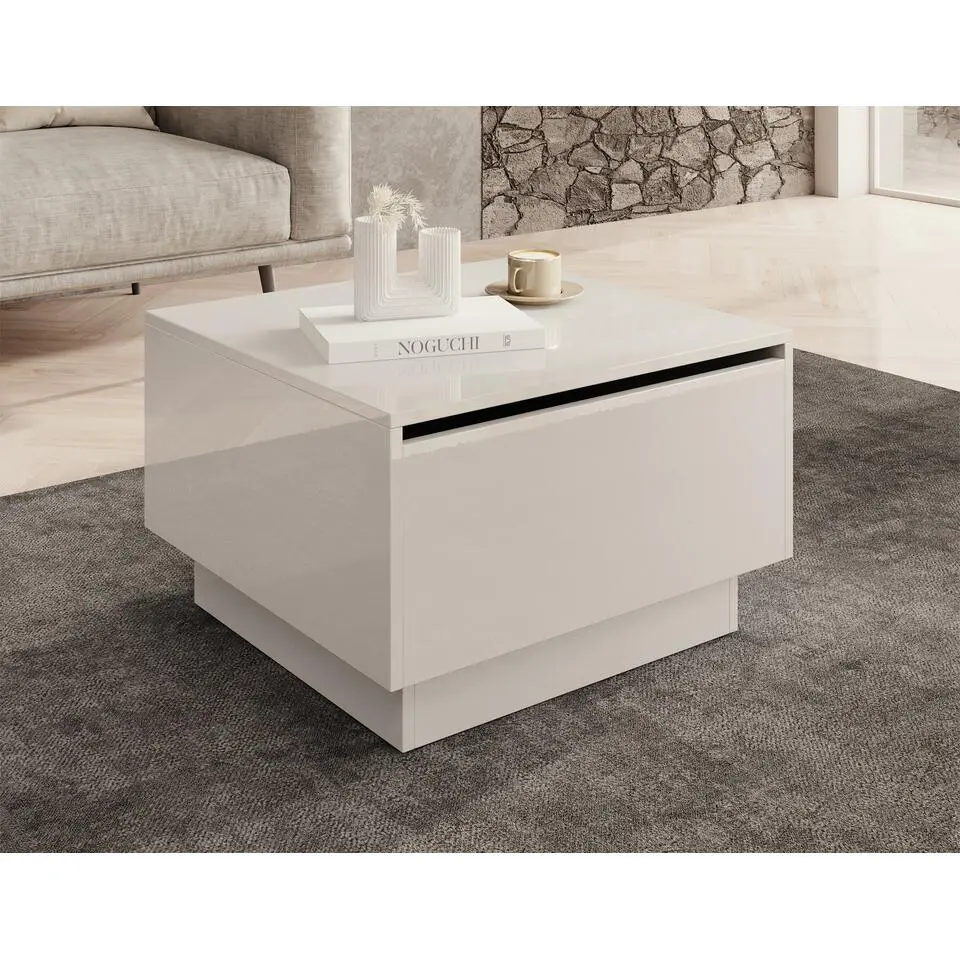 Meubella - Salontafel Micha - Hoogglans wit - 60 cm