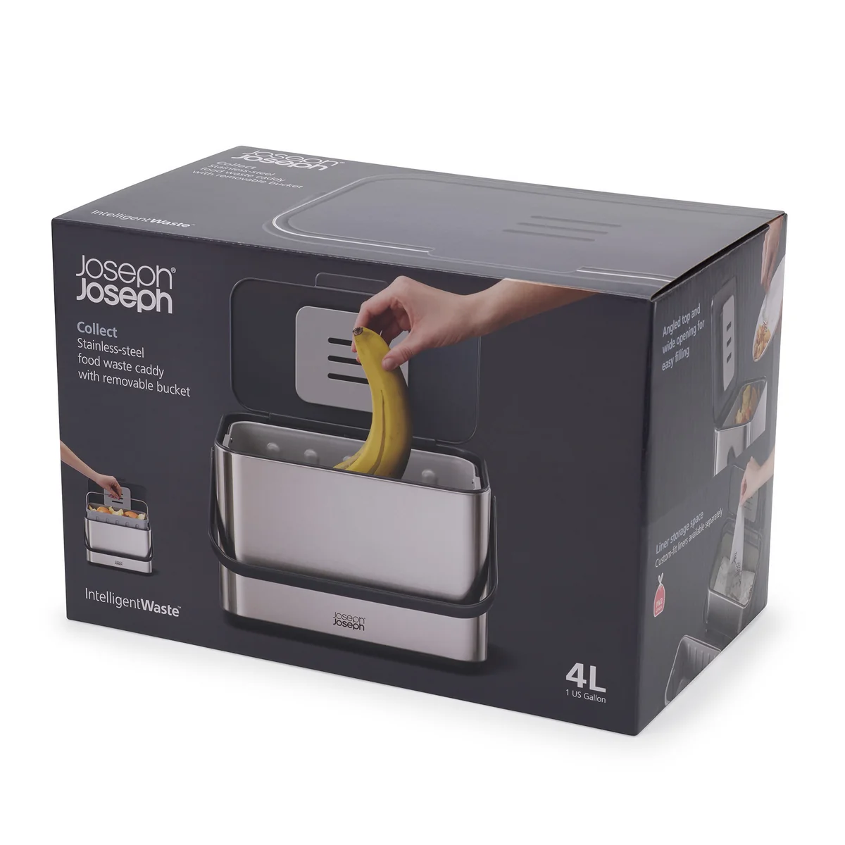 Joseph Joseph - Collect Abfallbehälter, 4L, Edelstahl