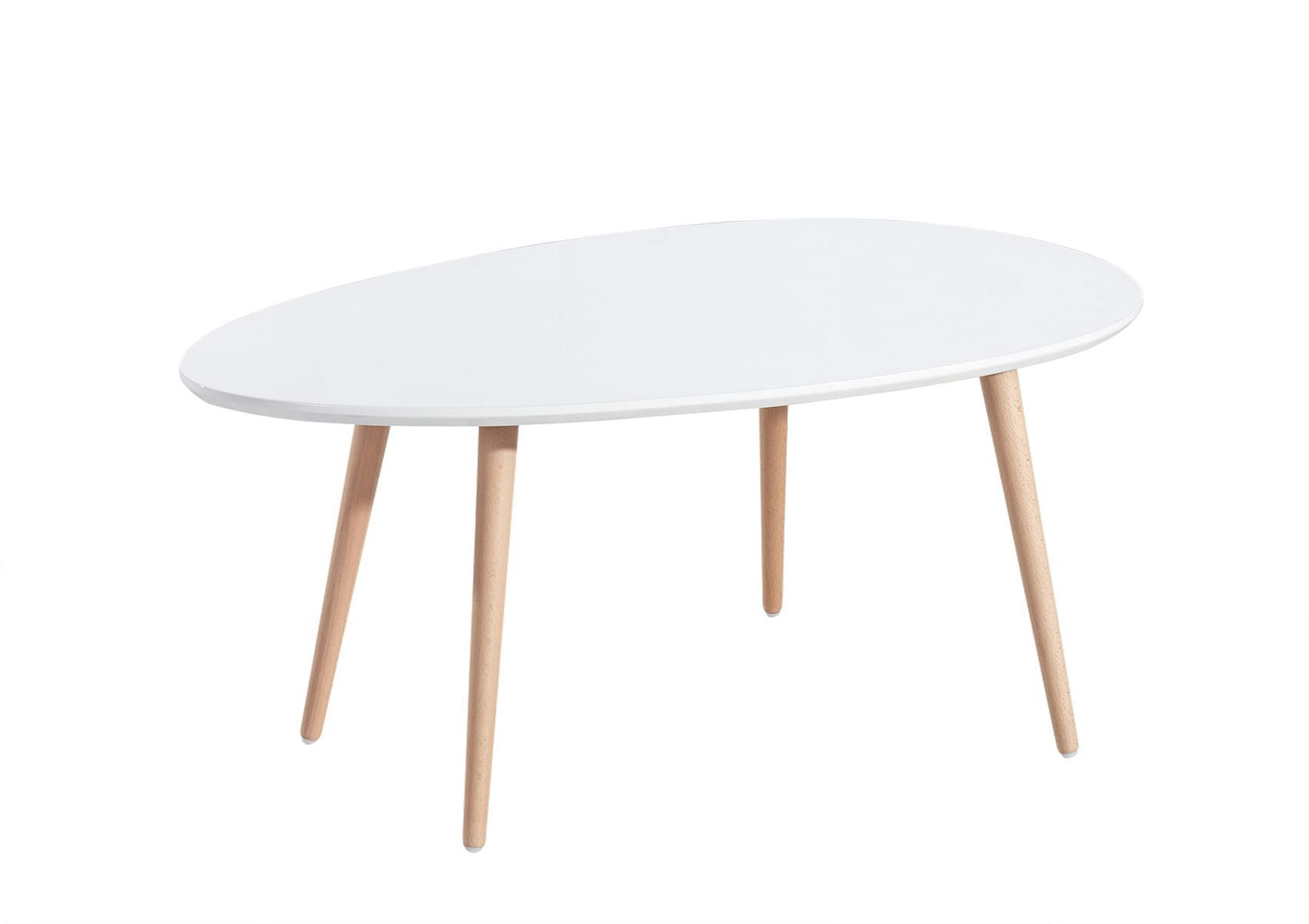 STONE - Table basse   laqué blanc mat pieds en bois massif