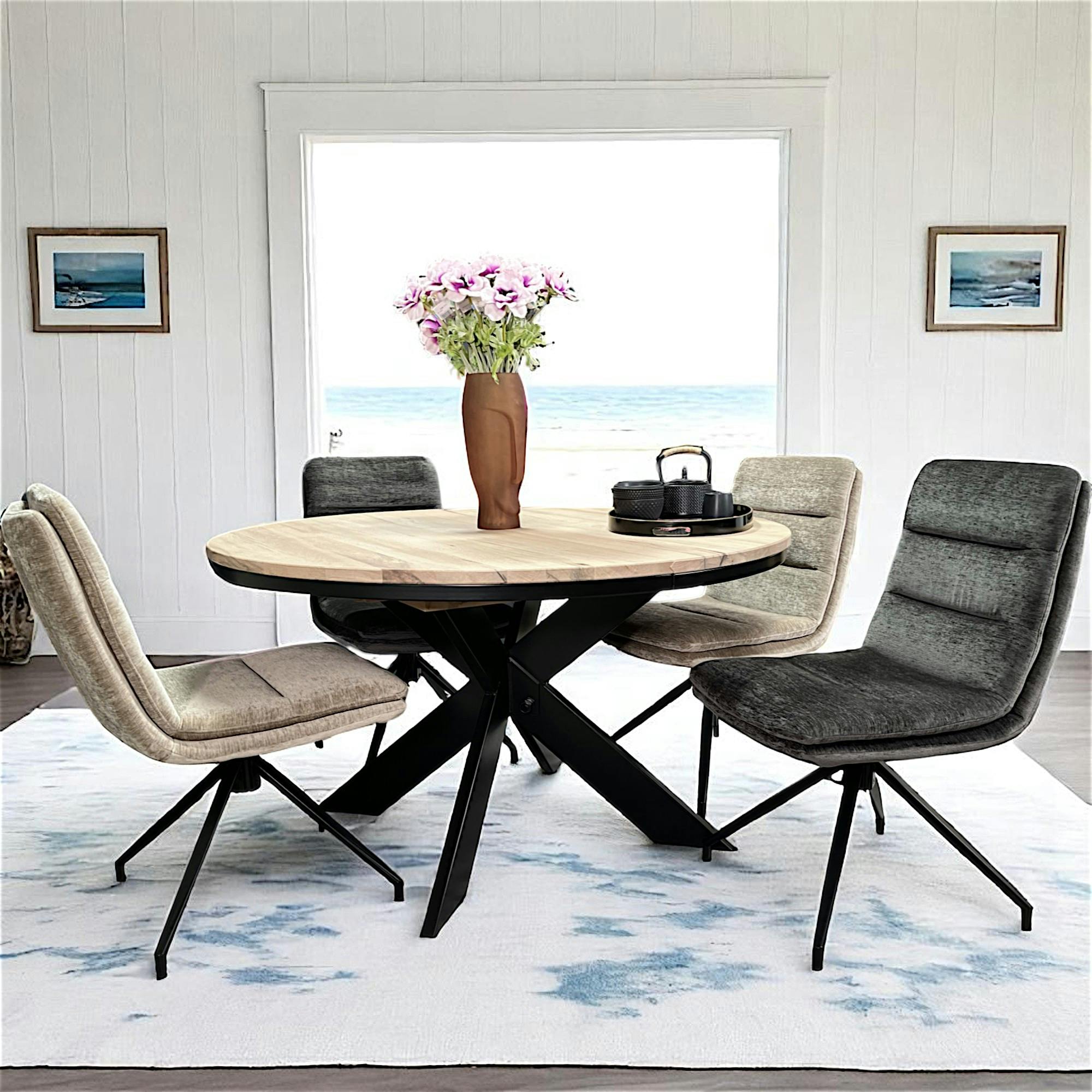 Table ronde extensible en chêne blanc 120 cm PALERME