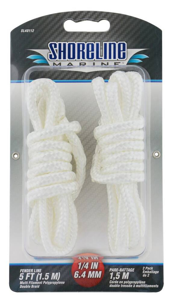 Blueline Nylon Braided Fender Line w/ Loops, 5 Feet, 2-Pack