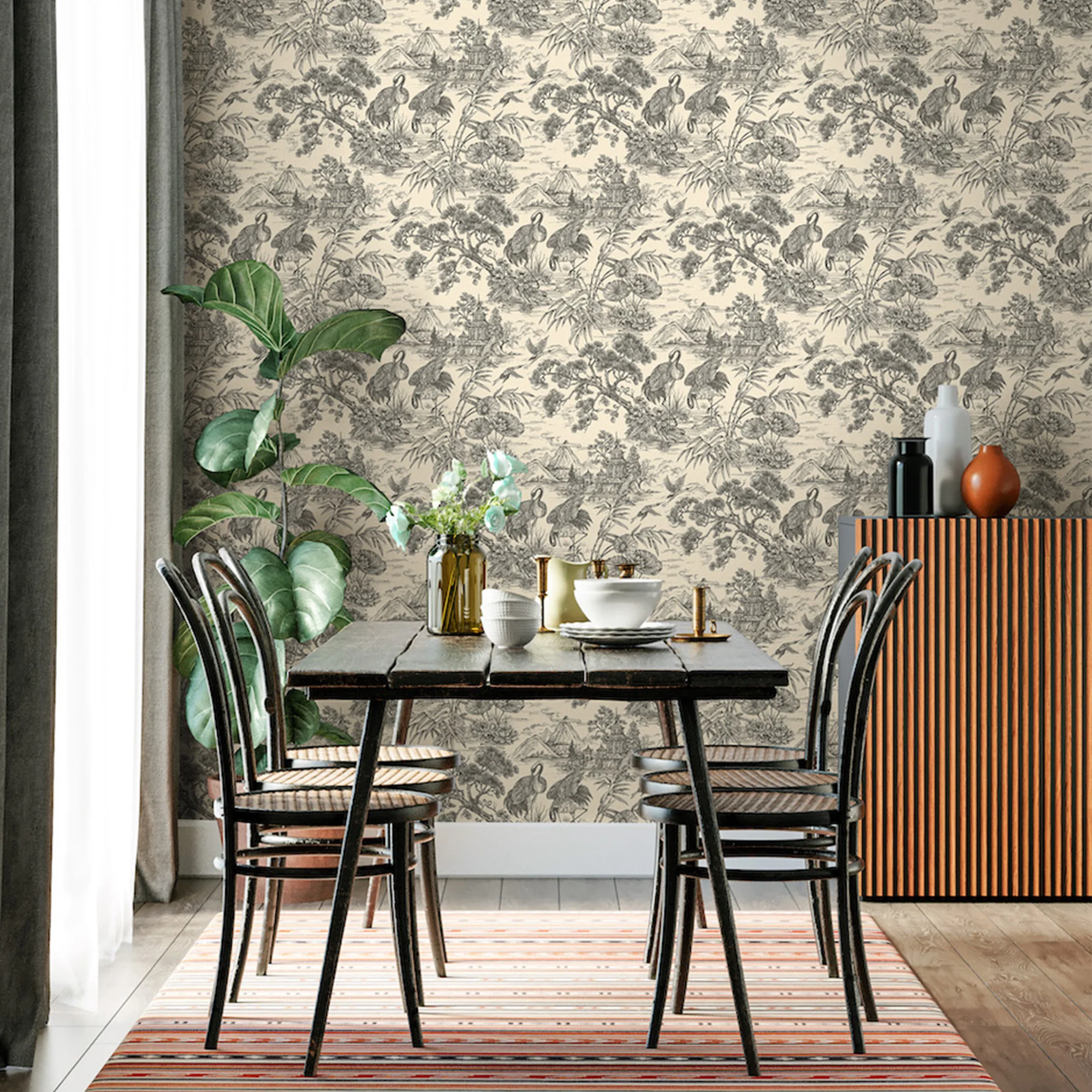 HOLDEN DECOR Papier peint intissé NATORU coloris charbon