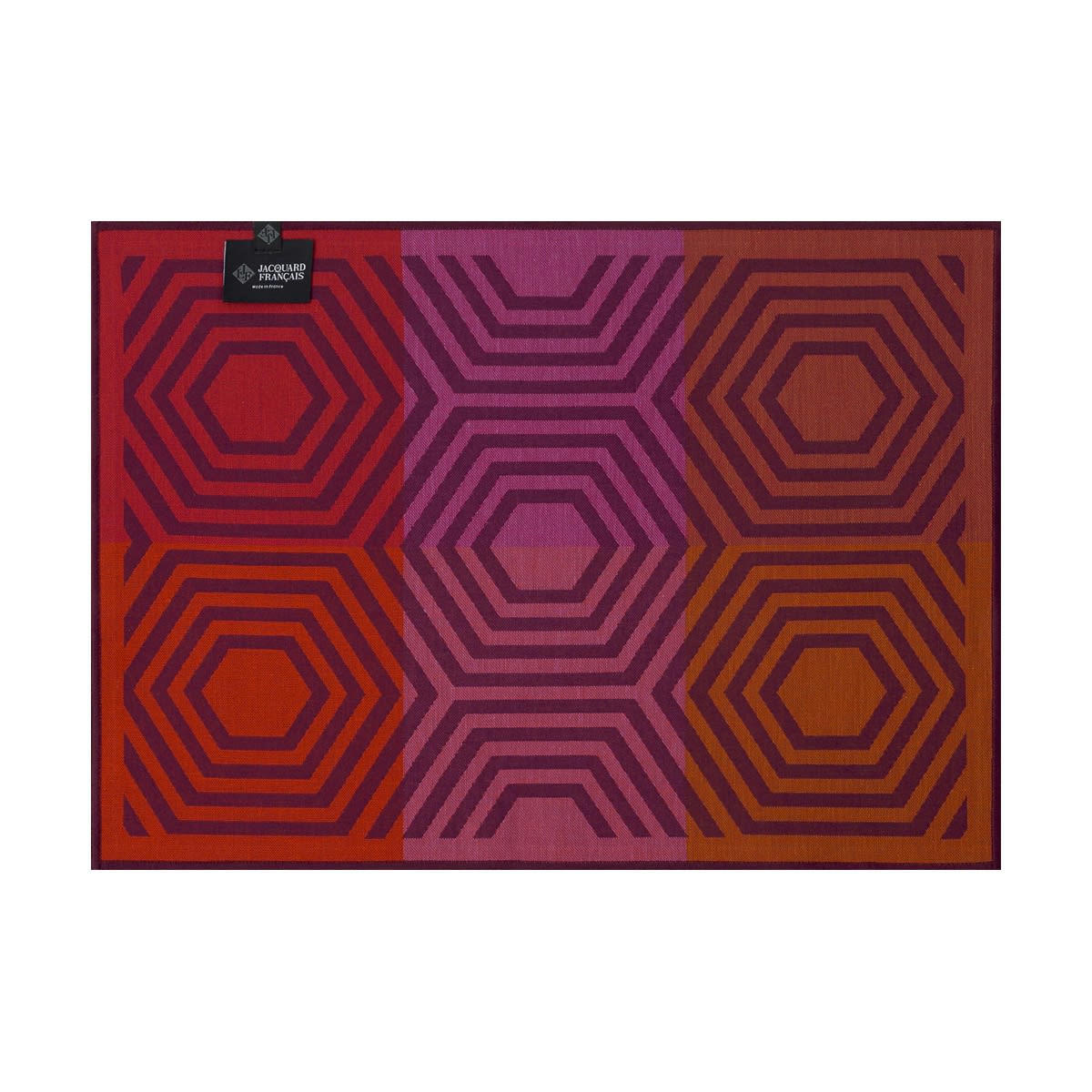 KALÉIDOSCOPE - Set de table en coton vibration prune 50 x 36