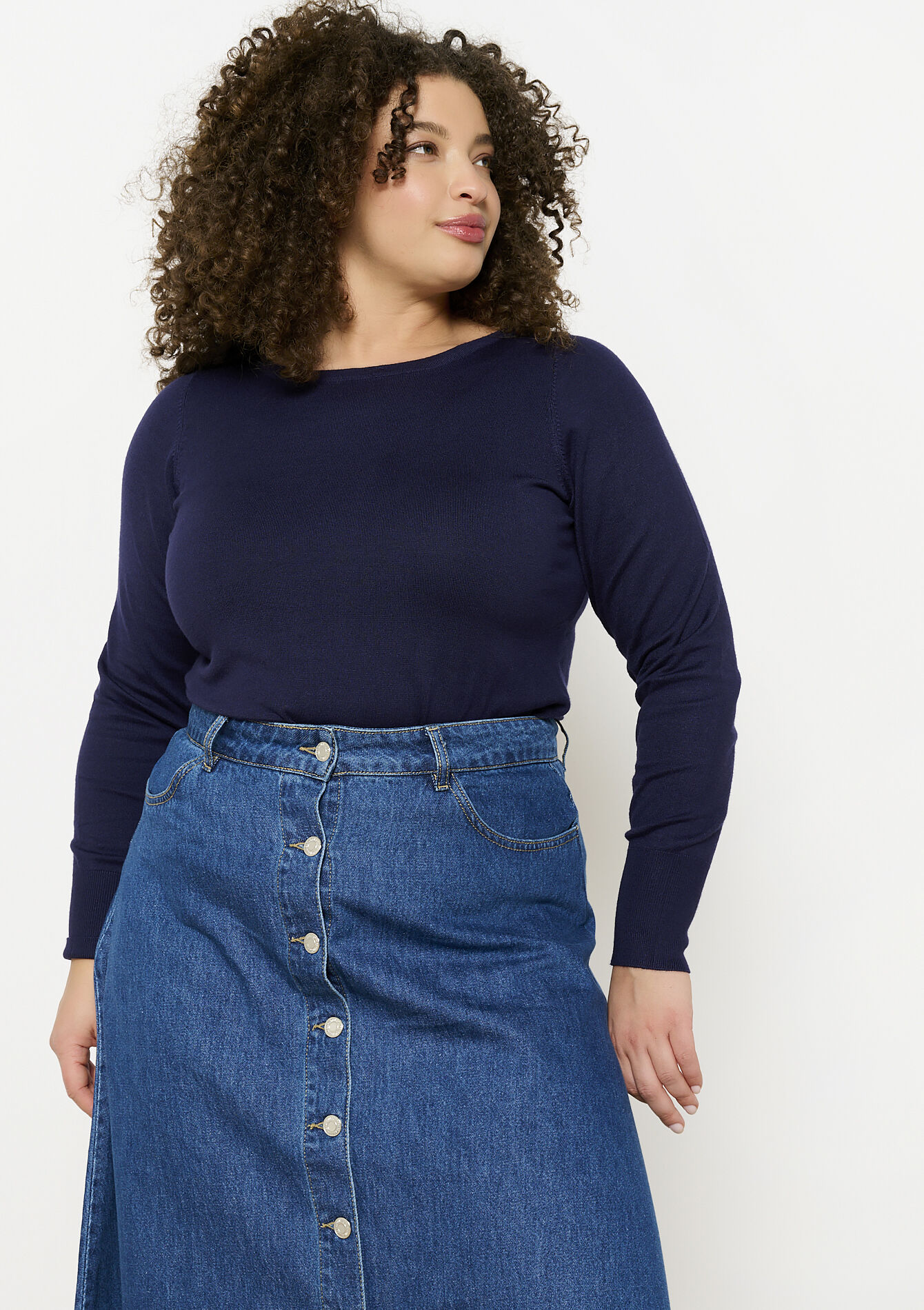 Basic trui met boothals