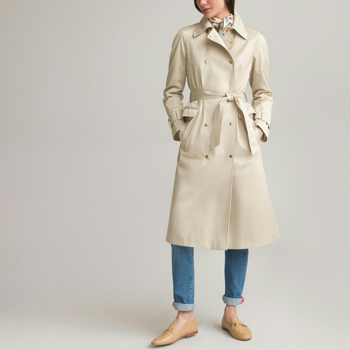 Trench mi-long fermeture boutonnée, mi-saison