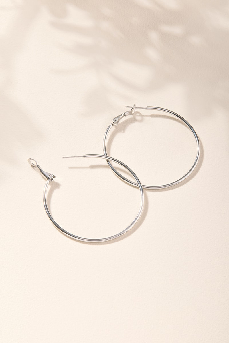 Emily Stainless Steel Silver Hoop Earrings