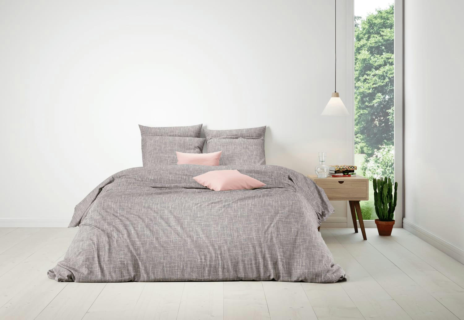 TORNADO - Parure housse de couette coton gris 220x240 cm