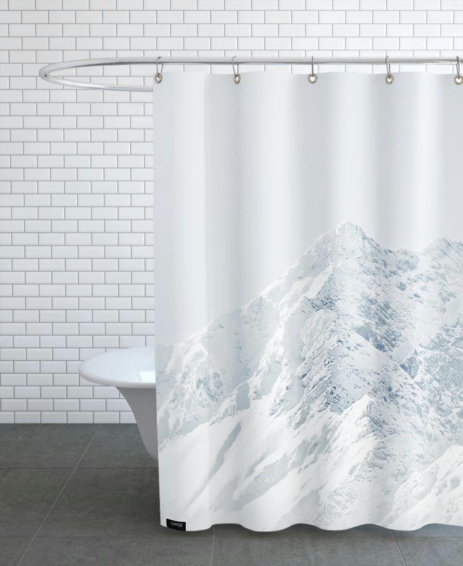 WHITE MOUNTAIN 2 - Rideau de douche en polyester en blanc & gris 150x200