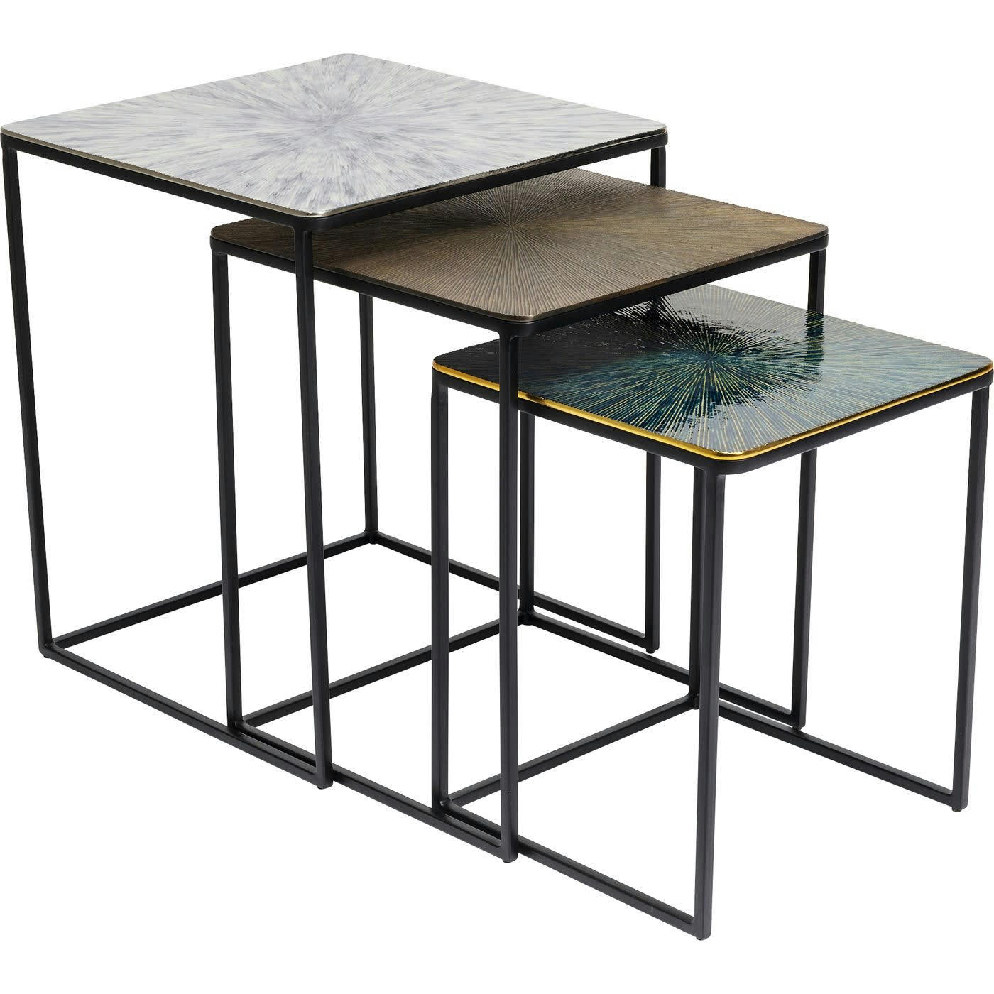 RAY - 3 tables d'appoint gigognes en acier et aluminium