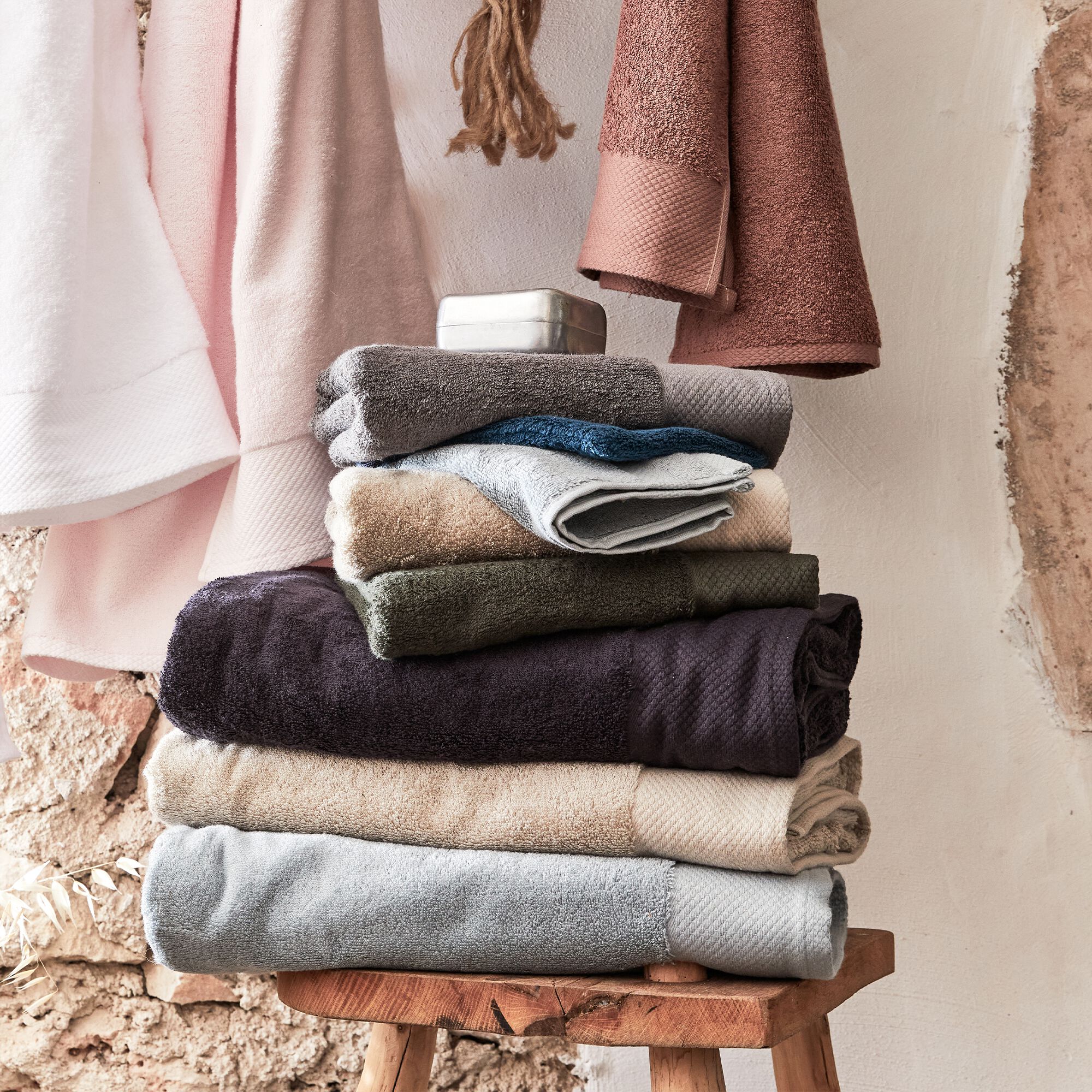 AZUR - Drap de douche en coton peigné - beige alpilles 70x140cm