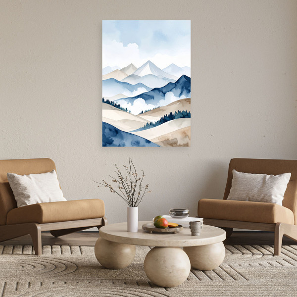 Obraz do salonu sypialni biura, Krajobraz górski natura drzewa 20x30