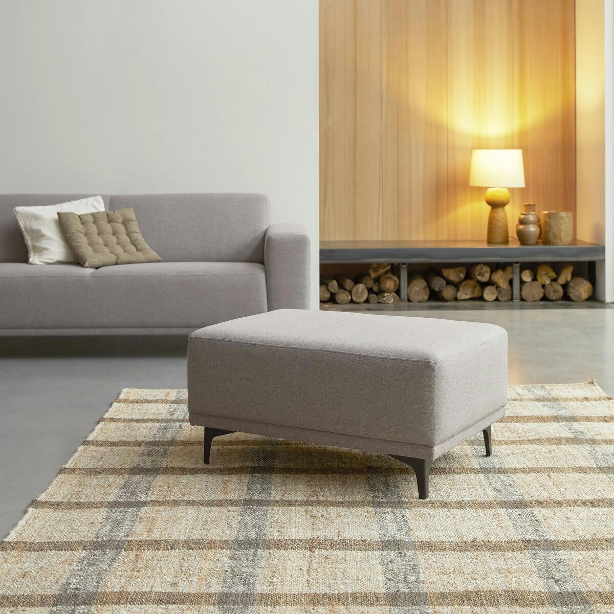 LARS - Repose-pieds en tissu gris