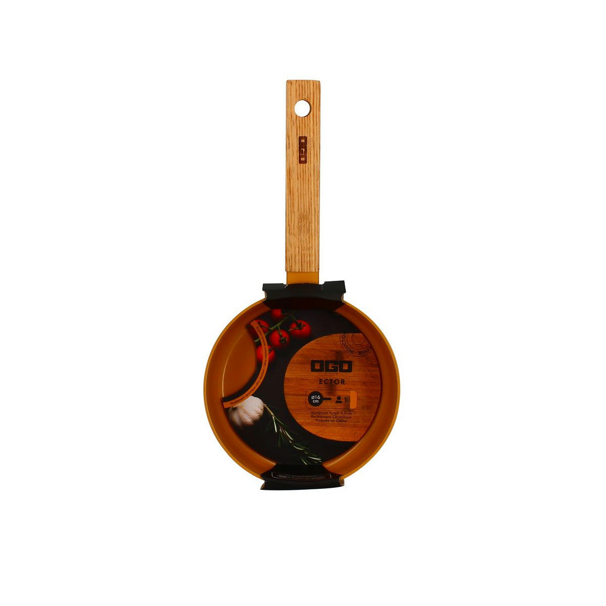 ECTOR - Casserole en aluminium/céramique jaune Ø16cm - compatible induction