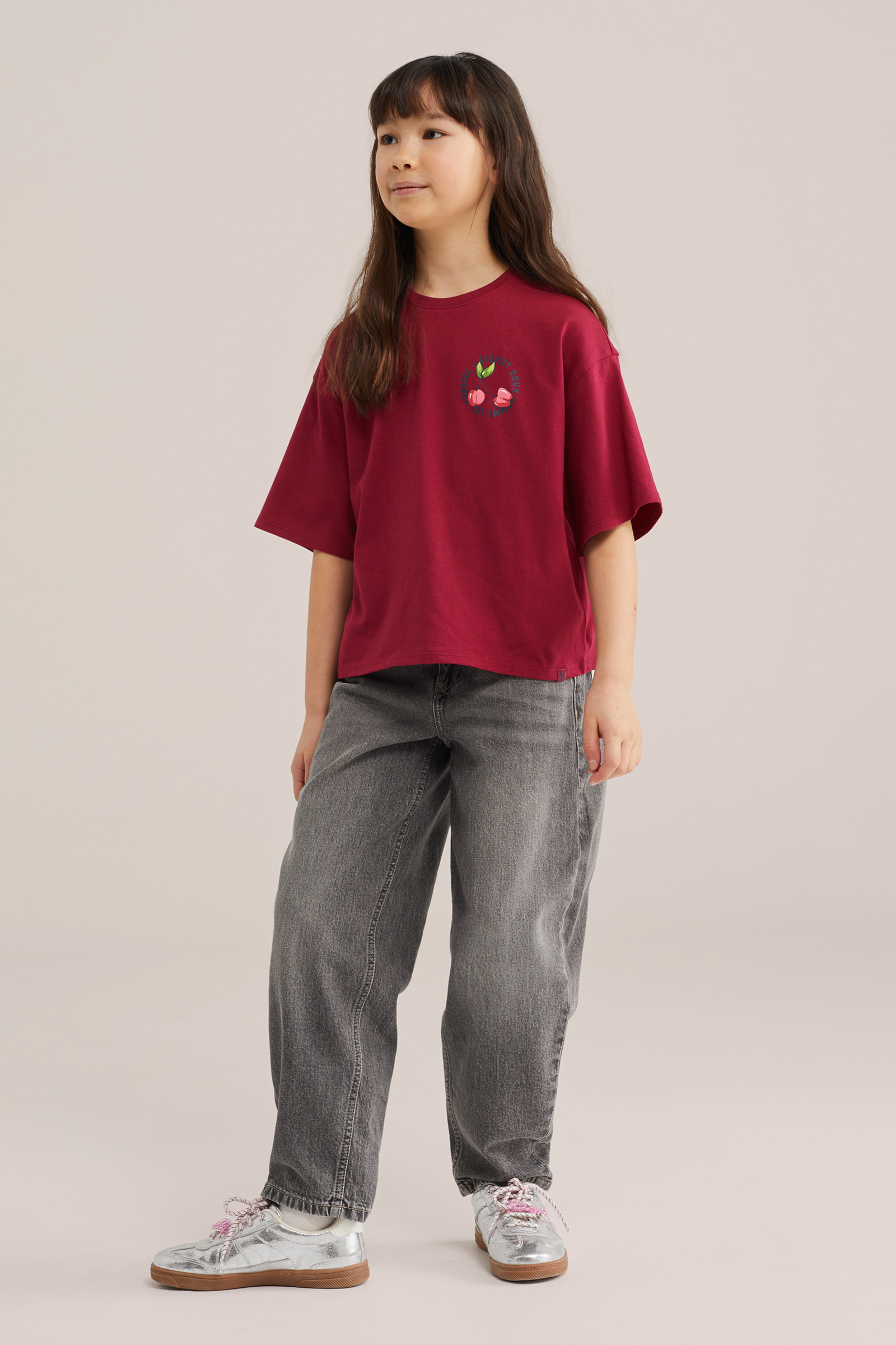 Meisjes oversized T-shirt met print