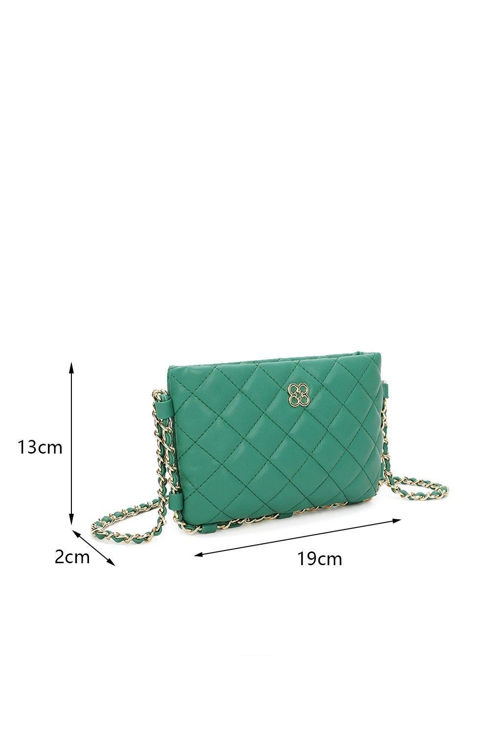 Fontanella Fashion Clover Quilted Diamond Patterned Mini PU Leather Crossbody Bag