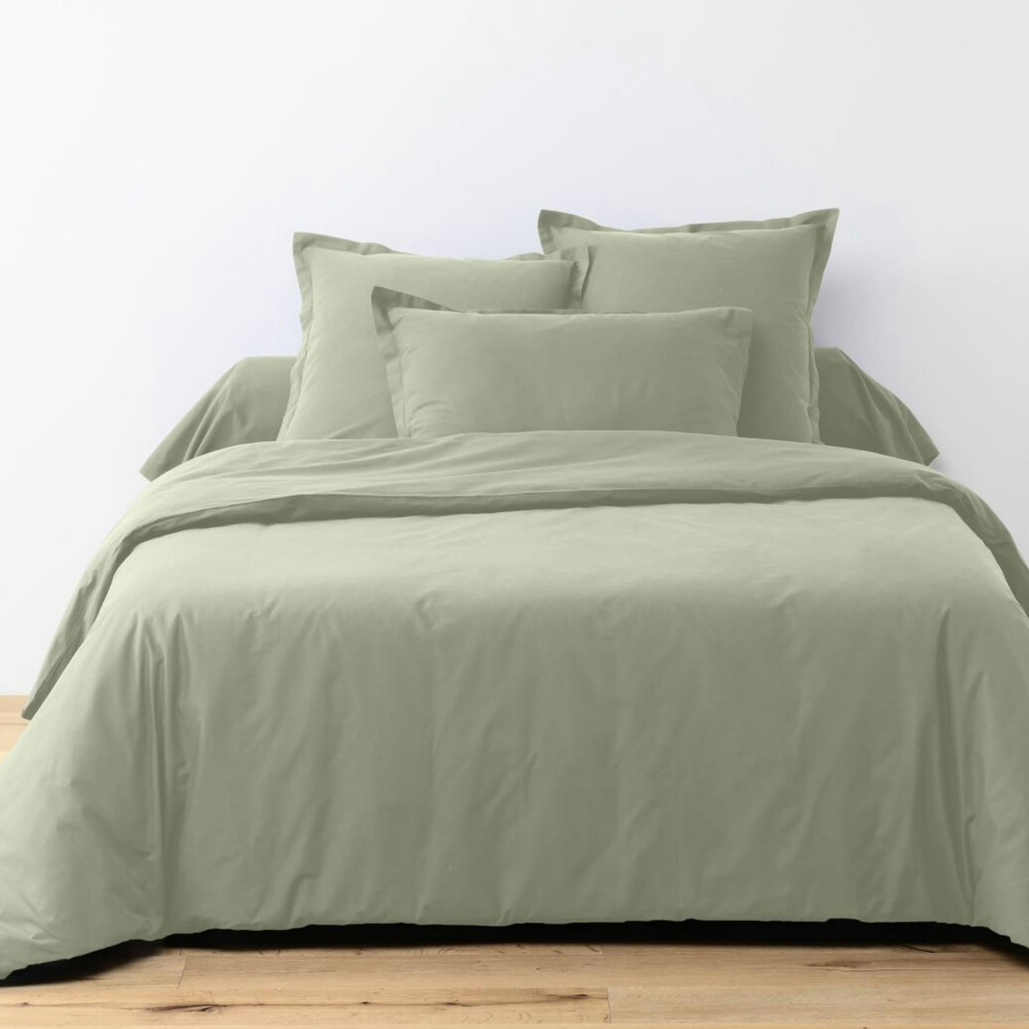 - Drap housse coton vert 140x190 bonnet 25 cm