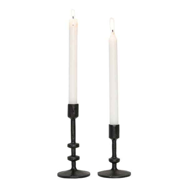 Transpac Metal 7.13 in. Brown Harvest Candle Holder Set of 2 - N/A