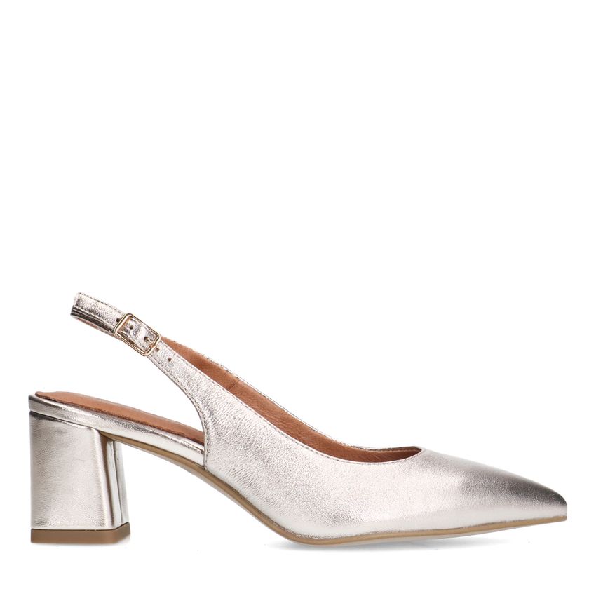 No Stress Goudkleurige leren slingbacks