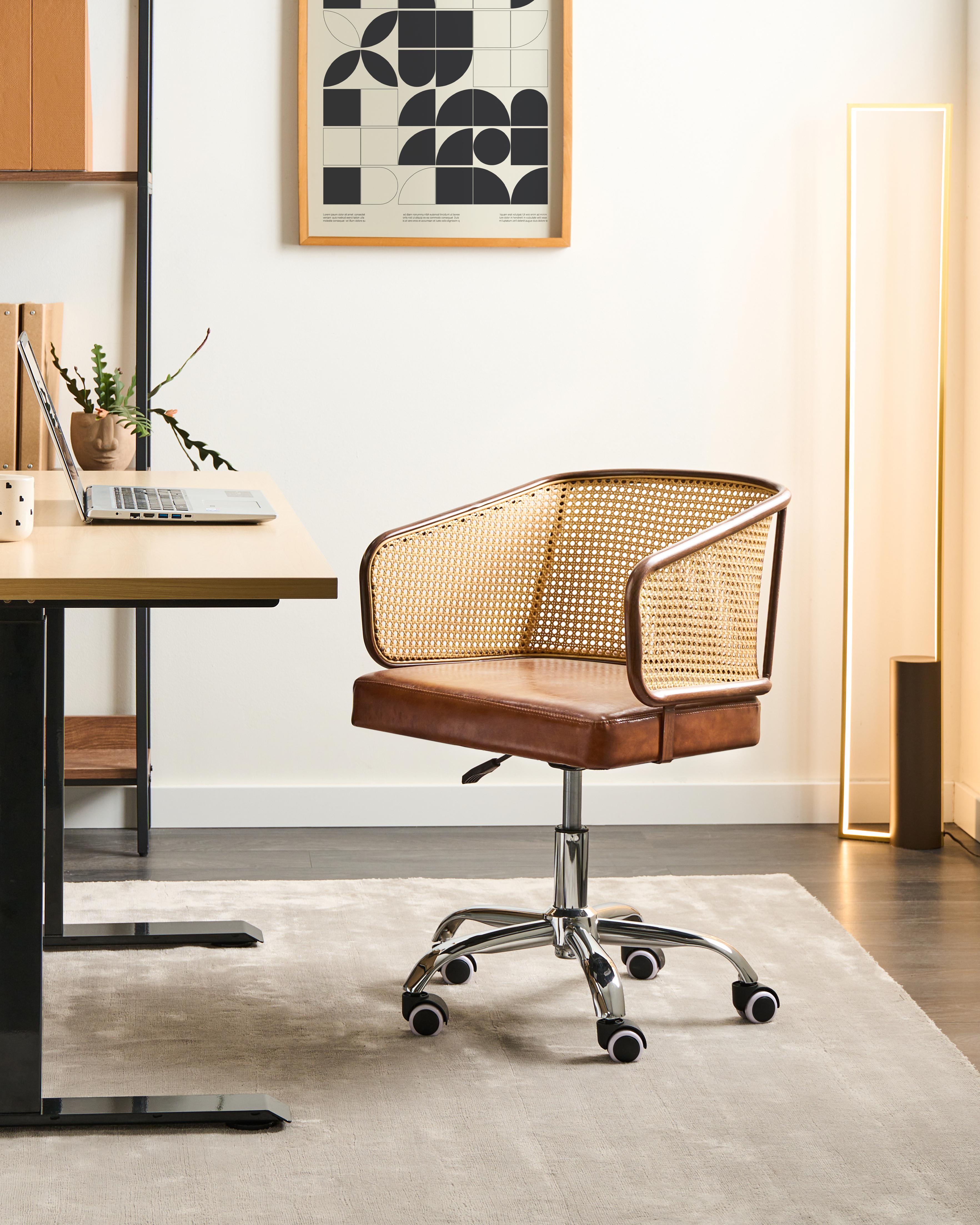 Desk Chair TUCSON Faux Leather Brown