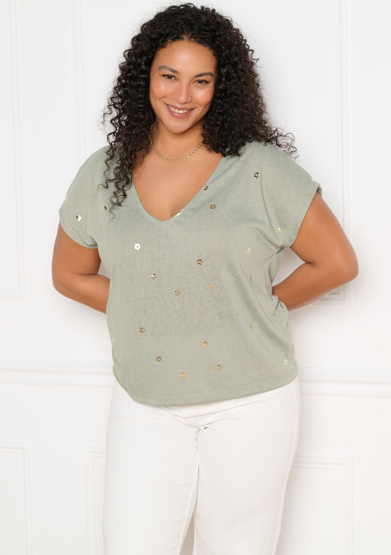 T-shirt met folieprint