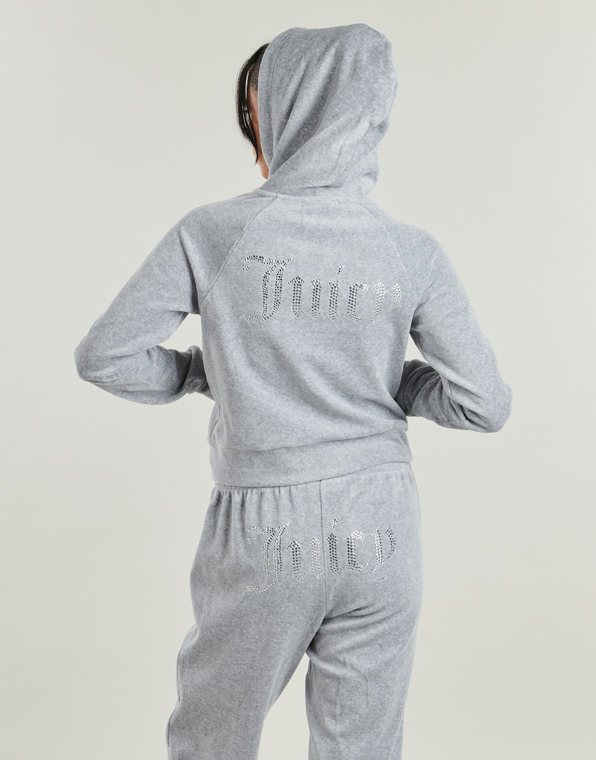 Juicy Couture - Madison Classic Velour Hoodie With Juicy  Logo - Grey